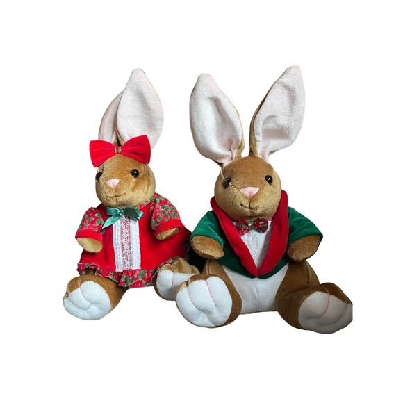 Commonwealth 1995 The Velveteen Rabbits Plush Stuffed Christmas VTG 12” - Picture 1 of 7